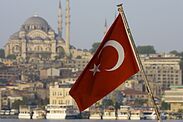 Turkish Flag and Mosque just above the Bosphorus 