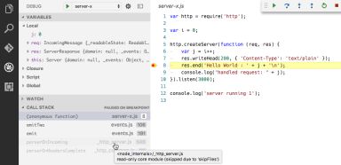 Skipped source is dimmed in call stack view