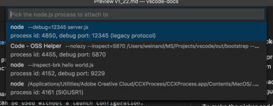Node.js Process picker