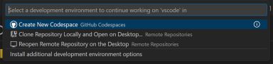 Screenshot showing Continue Working On options in the browser-based editor.