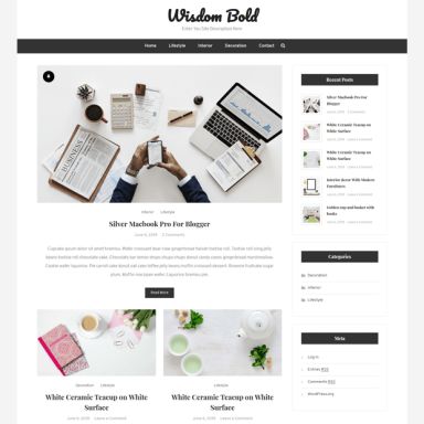 Clean Minimal Blogging WordPress Theme – Wisdom Bold