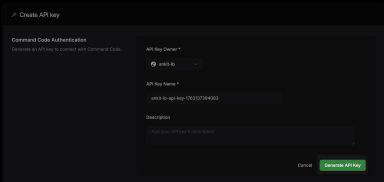 Command Code API keys