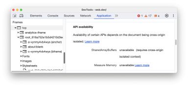 The API availability section.