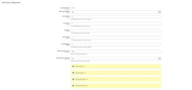 Order sync configuration settings