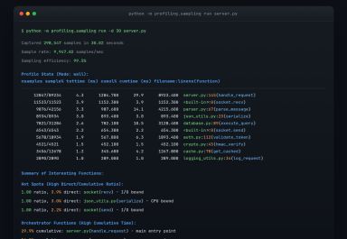 Tachyon pstats terminal output