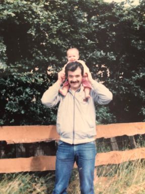 Gemma Atkinson as a toddler in dad's arms