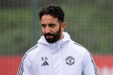 Head Coach Ruben Amorim of Manchester United in action during a first team training session at Carrington Training Ground on October 17, 2025 in Manchester, England