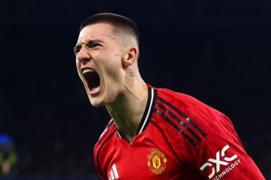Benjamin Sesko of Manchester United celebrates