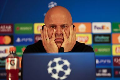 Arne Slot, Manager of Liverpool, reacts as he speaks to the media in a post match press conference  following the UEFA Champions League 2025/26 Round of 16 First Leg match between Galatasaray SK and Liverpool