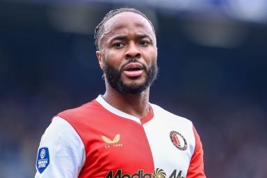 ZWOLLE, NETHERLANDS - MAY 17: Raheem Sterling of Feyenoord looks on during the Dutch Eredivisie match between PEC Zwolle and Feyenoord at MAC3Park on May 17, 2026 in Zwolle, Netherlands. (Photo by Pieter van der Woude/BSR Agency/Getty Images)