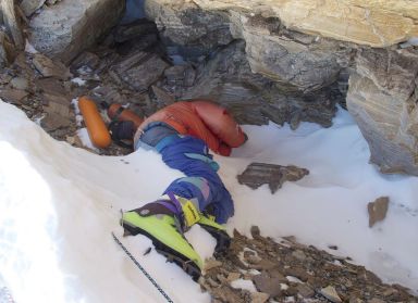 The man's body remains frozen and preserved