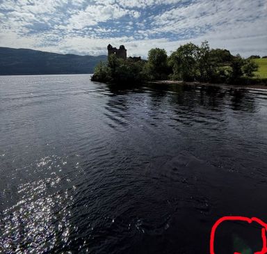 A tourist on a boat tour has snapped a 'green mass' lurking just beneath the surface of Loch Ness