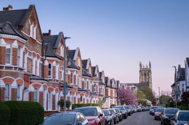 Street of terraced houses in London