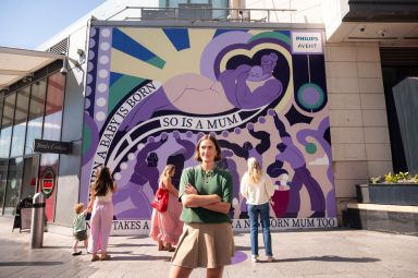 'A Mum is Born' campaign mural