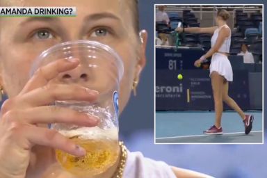 Tennis ace 'drinks beer in the middle of match' then immediately misses the ball