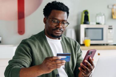 A man checks his finances