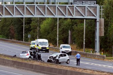 A number of people have been taken to hospital following a crash on the M50 in Dublin