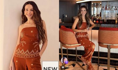 Michelle spotlights the gorgeousPrinted Co-ord Longline Cami Top, 35, and matching Wide Leg Co-ord Trousers