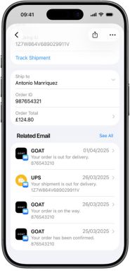 iPhone screen showing multiple orders from different online stores with updated statuses like delivered and on the way within the Apple Wallet app